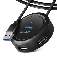 AXAGON HUE-P1AL, 4x USB 3.2 Gen 1 ROUND hub, micro USB napájecí konektor, kabel USB-A 1.2m