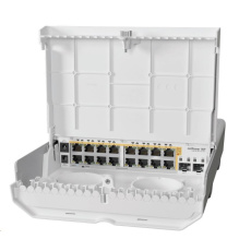 BAZAR - MikroTik Cloud Router Switch CRS318-16P-2S+OUT, 800MHz CPU, 256MB, 16x10/100/1000 (PoE-out),2xSFP+, vč.L5, venko