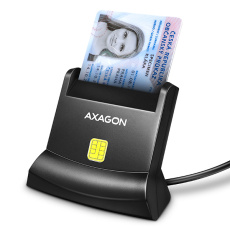 AXAGON CRE-SM4N, USB-A StandReader čtečka kontaktních karet Smart card (eObčanka), kabel 1.3m