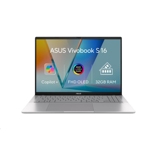 ASUS NTB Vivobook S16 (M3607GA-OLED022W), Ryzen AI 7 445, 16" 1920 x 1200, 16GB, 1TB SSD, Radeon, W11 Home, Silver ASUS NTB Vivobook S16 (M3607GA-OLED022W), Ryzen AI 7 445, 16" 1920 x 1200, 16GB, 1TB SSD, Radeon, W11 Home, Silver