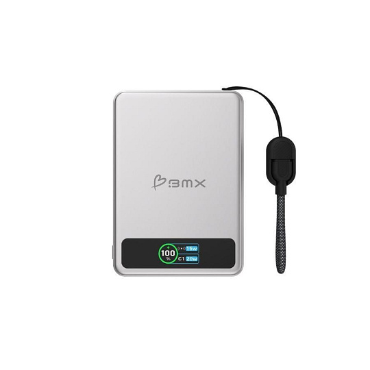 BMX SolidSafe™ 5K Solid-State Magnetic Power Bank, Silver BMX SolidSafe™ 5K Solid-State Magnetic Power Bank, Silver
