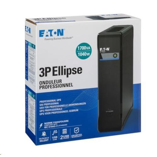 Eaton 3P Ellipse UPS USB FR, 1700 VA, 1040 W, Vstup: C14, Výstupy: (4) Typ E, (4) Pouze přepěťová ochrana Typ E, USB nab Eaton 3P Ellipse UPS USB FR, 1700 VA, 1040 W, Vstup: C14, Výstupy: (4) Typ E, (4) Pouze přepěťová ochrana Typ E, USB nab