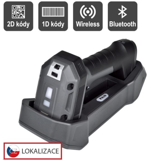 Virtuos CCD 2D průmyslová bezdrátová čtečka HW-857, USB, tmavě šedá Virtuos CCD 2D průmyslová bezdrátová čtečka HW-857, USB, tmavě šedá