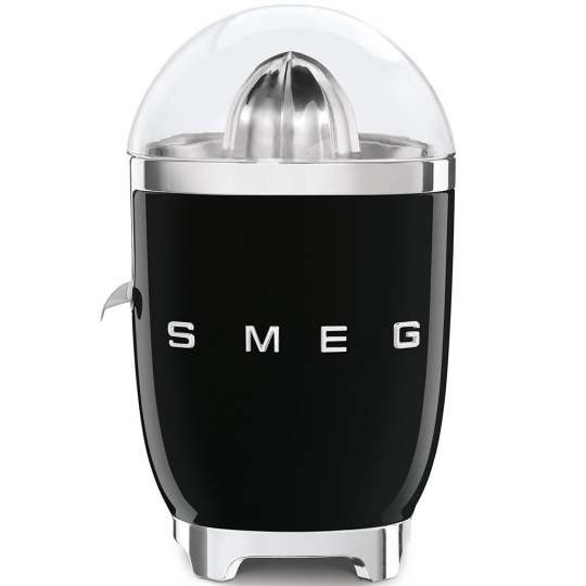 Smeg CJF11BLEU citrusový odšťavňovač, 70 W, manuální tlak, univerzální kužel z nerezové oceli, černý Smeg CJF11BLEU citrusový odšťavňovač, 70 W, manuální tlak, univerzální kužel z nerezové oceli, černý