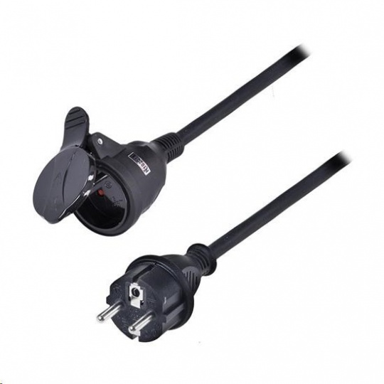 Solight prodlužovací přívod - spojka, 1 zásuvka, černá, gumová, 10m Solight prodlužovací přívod - spojka, 1 zásuvka, černá, gumová, 10m