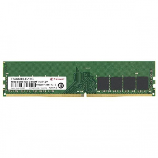 TRANSCEND DIMM DDR4 16GB 2666MHz 1Rx8 2Gx8 CL19 1.2V