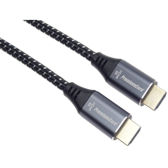 PREMIUMCORD Kabel HDMI 2.1 High Speed + Ethernet kabel 8K@60Hz, zlacené konektory, 1,5m