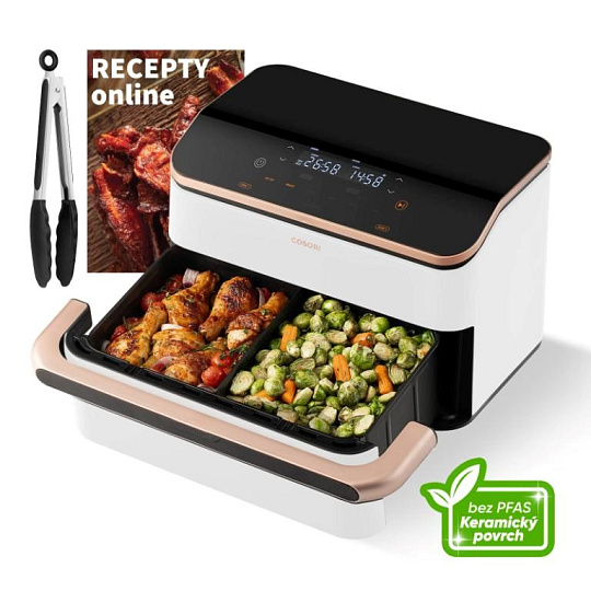 Cosori Dual Blaze TwinFry chytrá horkovzdušná fritéza10 L, keramika, bílá