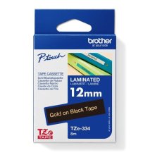 BROTHER TZE334 - kazeta TZ šířky 12mm, laminovaná TZE-334, černá / zlaté písmo - gold BROTHER TZE334 - kazeta TZ šířky 12mm, laminovaná TZE-334, černá / zlaté písmo - gold