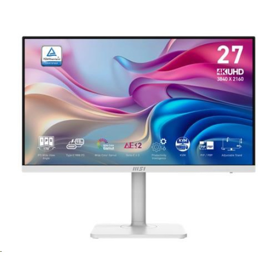 MSI LCD Modern MD272UPHW, 27", 3840x2160, IPS, 60Hz, 4ms, VESA 75x75, White