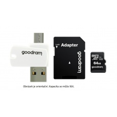 GOODRAM microSDHC karta 32GB M1A4 All-in-one (R:100/W:10 MB/s), UHS-I Class 10, U1 + Adapter + OTG card reader/čtečka