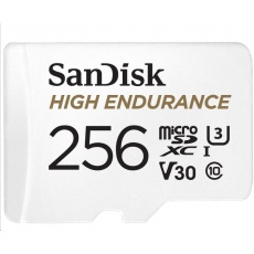 SanDisk MIcroSDXC karta 256GB High Endurance (R:100/W:40 MB/s, Class 10, U3 V30) + adaptér