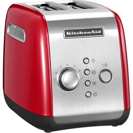 KitchenAid 5KMT221EER topinkovač, 2 otvory, celokovový, 7 stupňů, udržování teploty, jednostranné opékání, červený