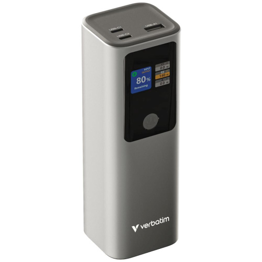 VERBATIM Powerbanka Charge 'n' Go, 27000 mAh, 2x USB-C 140W, 1x USB-A 18W, Šedá VERBATIM Powerbanka Charge 'n' Go, 27000 mAh, 2x USB-C 140W, 1x USB-A 18W, Šedá