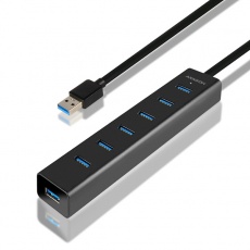 AXAGON HUE-SA7BP, 4x USB 3.0 ALU CHARGING hub, vč. AC adaptéru, kabel USB-A 40cm