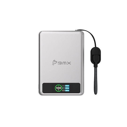 BMX SolidSafe™ 10K Solid-State Magnetic Power Bank, Silver BMX SolidSafe™ 10K Solid-State Magnetic Power Bank, Silver