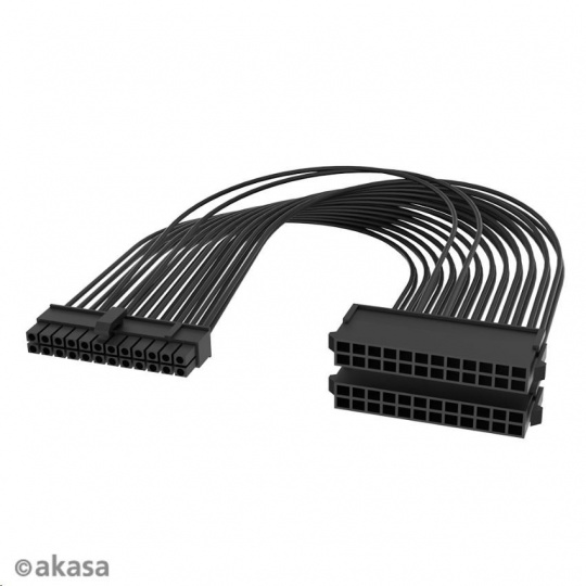 AKASA kabel ATX 24P Male to Dual ATX 24P Female - 2 Pack