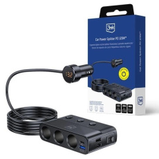 3mk Car Power Splitter 120W PD QC PPS USB 3A1C3 Socket Black 3mk Car Power Splitter 120W PD QC PPS USB 3A1C3 Socket Black