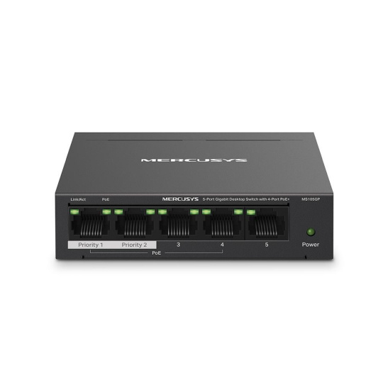 MERCUSYS switch MS105GP (5xGbE,4xPoE+,65W,fanless)