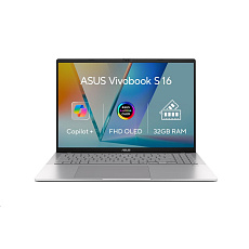 ASUS NTB Vivobook S16 (S3607AA-OLED009), Ultra 7 355, 16" 1920 x 1200, 32GB, 1TB SSD, Intel Arc, No OS, Silver