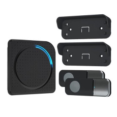 Solight bezdrátový zvonek, 2 tlačítka, do zásuvky, 200m, černý, learning code