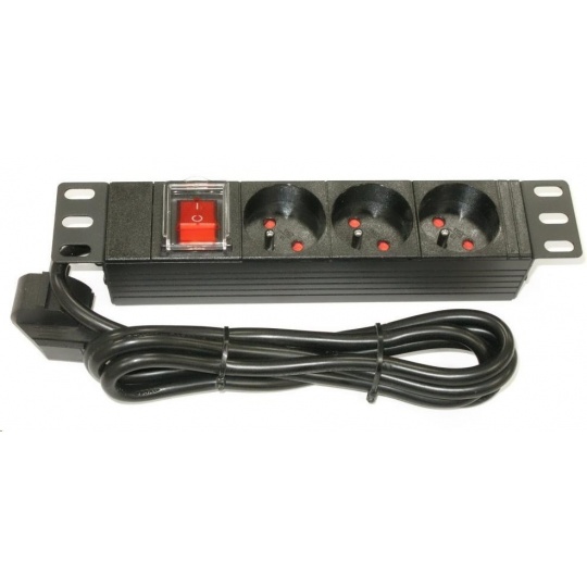 10" rozvodný panel XtendLan 3x230V, ČSN, vypínač, indikátor napětí, kabel 1,8m, 1U