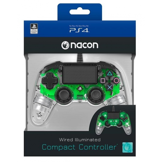 Nacon Wired Compact Controller - ovladač pro PlayStation 4 - průhledný zelený Nacon Wired Compact Controller - ovladač pro PlayStation 4 - průhledný zelený