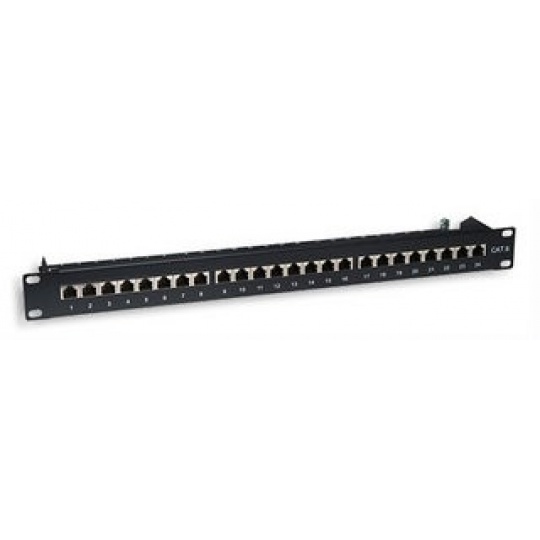 Intellinet Patch panel 24 port Cat6, stíněný STP, černý