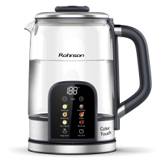 Rohnson Color Touch rychlovarná konvice, 2200 W, 6 teplot, 1.7 l, LED displej, dotykový ovládací panel, sklo Rohnson Color Touch rychlovarná konvice, 2200 W, 6 teplot, 1.7 l, LED displej, dotykový ovládací panel, sklo