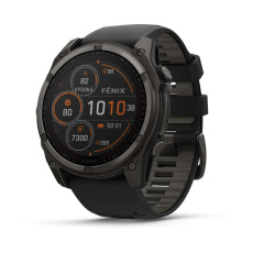 Garmin - fenix 8 Solar Sapphire - 51 mm - Carbon Gray DLC Titanium with Black | Pebble Gray Silicone Band, EU