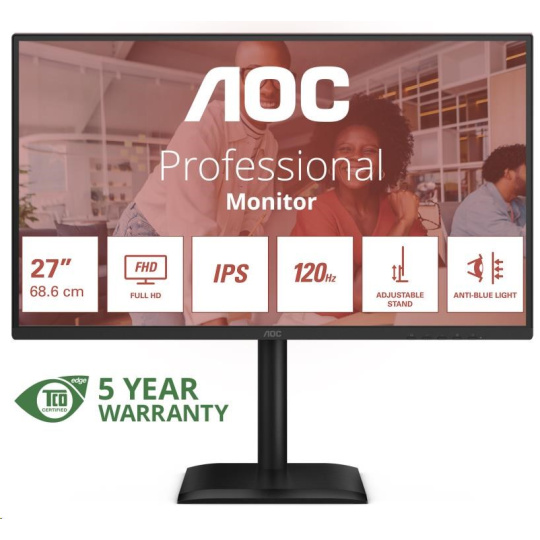 AOC MT 27" 27E4U - 1920x1080,IPS,120Hz,1xVGA,1xHDMI,1xDP,USBhub,Repro,Pivot