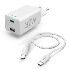 Hama set: rychlá USB nabíječka USB-C PD/QC, USB-A, 32 W + kabel USB C-C 1 m