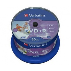 VERBATIM DVD+R(50-Pack)Spindle/Printable/16x/4.7GB/DLP