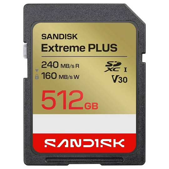 SanDisk SDXC karta 512GB Extreme PLUS (R240/W160 MB/s Class 10, UHS-I U3 V30) SanDisk SDXC karta 512GB Extreme PLUS (R240/W160 MB/s Class 10, UHS-I U3 V30)