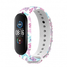 Rhinotech řemínek pro Xiaomi Mi Band 6 bílá - motiv motýli Rhinotech řemínek pro Xiaomi Mi Band 6 bílá - motiv motýli