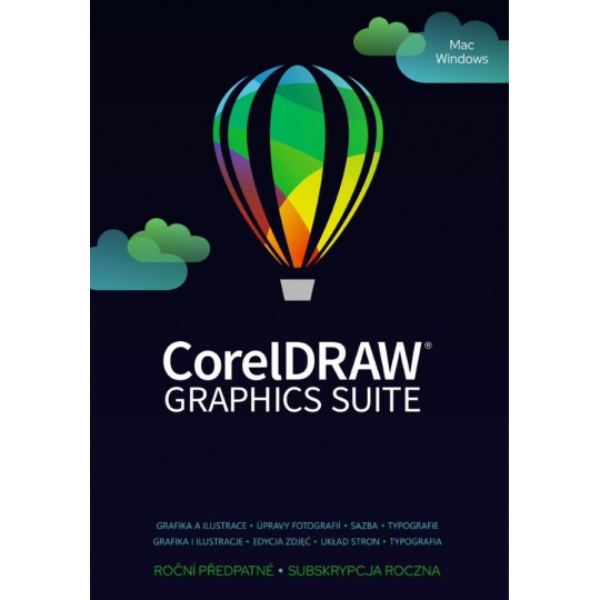 CorelDRAW Graphics Suite 365 dní obnovení pronájemu licence (251-2500) EN/DE/FR/BR/ES/IT/NL/CZ/PL