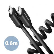 AXAGON BUCM-CM10TB, TWISTER kabel USB-C <-> USB-C, 0.6m, USB 2.0, PD 60W 3A, ALU, tpe, černý AXAGON BUCM-CM10TB, TWISTER kabel USB-C <-> USB-C, 0.6m, USB 2.0, PD 60W 3A, ALU, tpe, černý
