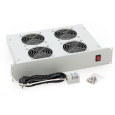 TRITON 19" ventilační jednotka, 4 vent.-230V/140W, termost.,černá,mezi komponenty