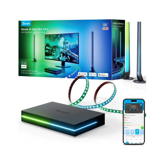 Govee AI Sync Box Kit 2 Smart sada PC osvětlení 27-34" + LED panely Govee AI Sync Box Kit 2 Smart sada PC osvětlení 27-34" + LED panely