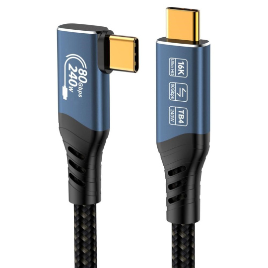 PREMIUMCORD Kabel USB4™ Version2.0 80Gbps 16K@60Hz 240W Thunderbolt 3 a 4 kabel zahnutý 1m PREMIUMCORD Kabel USB4™ Version2.0 80Gbps 16K@60Hz 240W Thunderbolt 3 a 4 kabel zahnutý 1m
