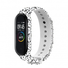 Rhinotech řemínek pro Xiaomi Mi Band 3 / 4 bílá - motiv noty Rhinotech řemínek pro Xiaomi Mi Band 3 / 4 bílá - motiv noty