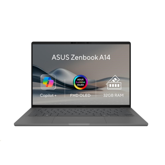 ASUS NTB Zenbook 14 (UX3407QA-OLED339X), X1-26-100, 14" 1920x1200 OLED, 32GB, 1TB SSD, Adreno, W11 Pro, Iceland Gray ASUS NTB Zenbook 14 (UX3407QA-OLED339X), X1-26-100, 14" 1920x1200 OLED, 32GB, 1TB SSD, Adreno, W11 Pro, Iceland Gray