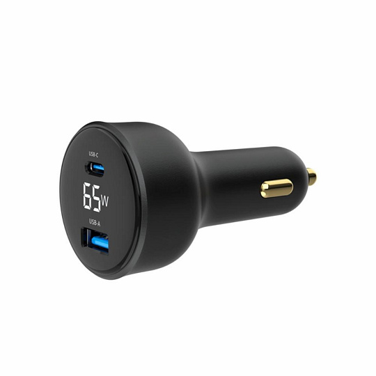 GEMBIRD Nabíječka do auta, 1x USB, 1xUSB-C, rychlo-nabíječka, QC3.0, 65 W, černá