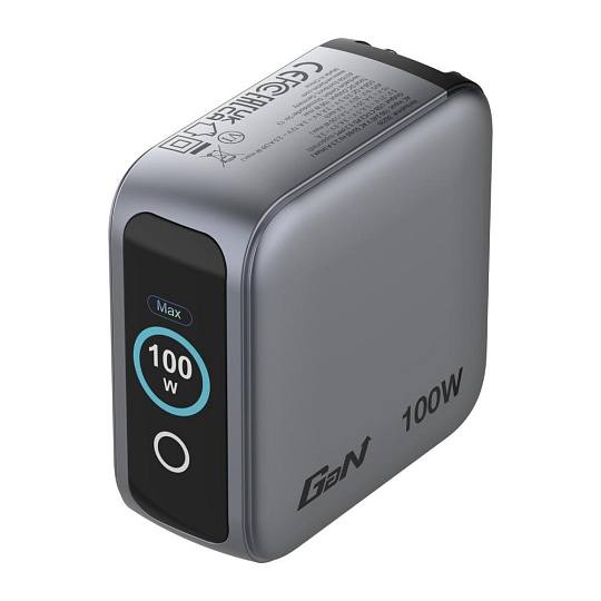 VERBATIM Mini GaN Nabíječka s displejem 100W, 2xUSB-C, 1xUSB-A, šedá VERBATIM Mini GaN Nabíječka s displejem 100W, 2xUSB-C, 1xUSB-A, šedá