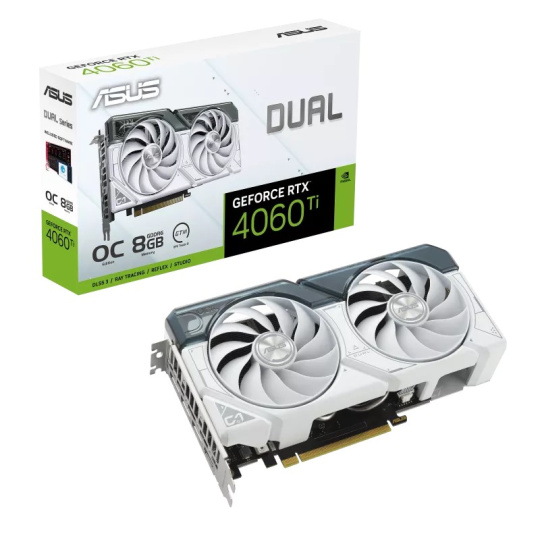 ASUS VGA NVIDIA GeForce RTX 4060 Ti DUAL WHITE OC 8G, 8G GDDR6, 3xDP, 1xHDMI