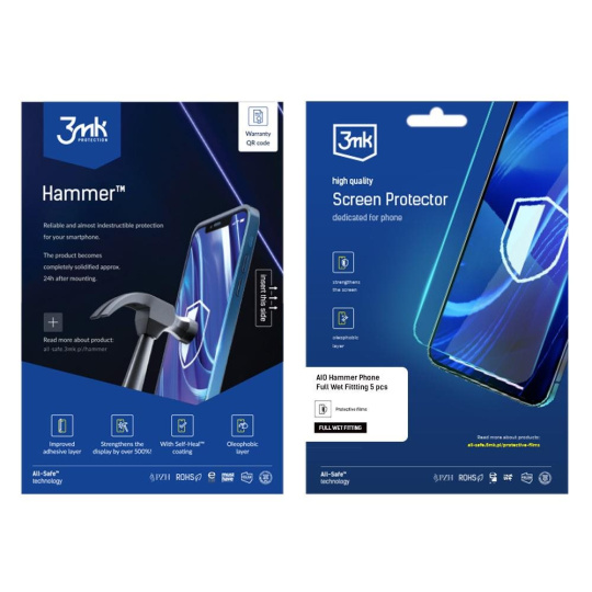 3mk All-Safe - AIO fólie Hammer Full Wet Fitting Phone, 5 ks