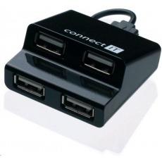 CONNECT IT USB 2.0 hub STEP 4 porty, černý