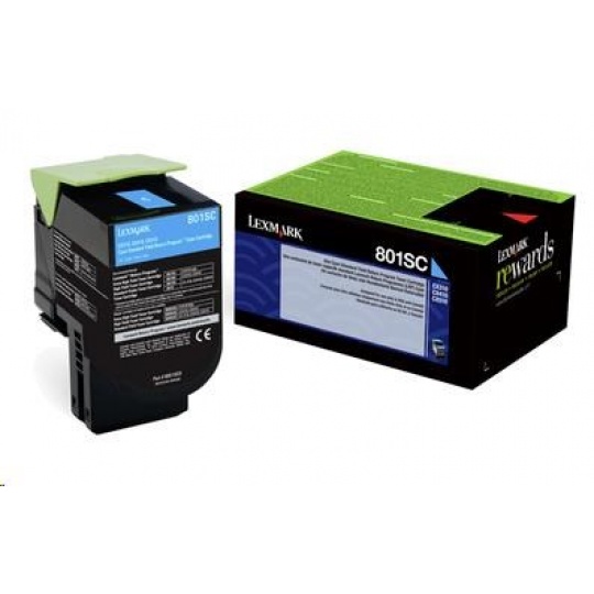 LEXMARK Cyan toner 802SC pro CX310/410/510 z programu Lexmark Return (2 000 stran)