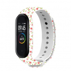 Rhinotech řemínek pro Xiaomi Mi Band 3 / 4 bílá - motiv tulipán Rhinotech řemínek pro Xiaomi Mi Band 3 / 4 bílá - motiv tulipán