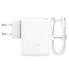 Baseus GaN5 Pro rychlonabíjecí adaptér USB-C + USB-A 100W bílá Baseus GaN5 Pro rychlonabíjecí adaptér USB-C + USB-A 100W bílá